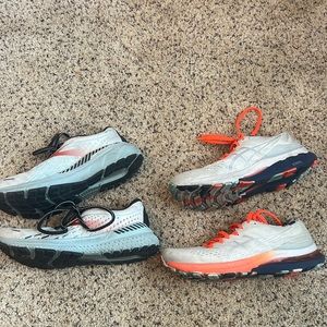 Two running shoes, brands - ASICS size 8 and Brooks Size 7
